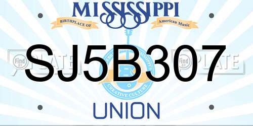 SJ5B307 Mississippi License Plate
