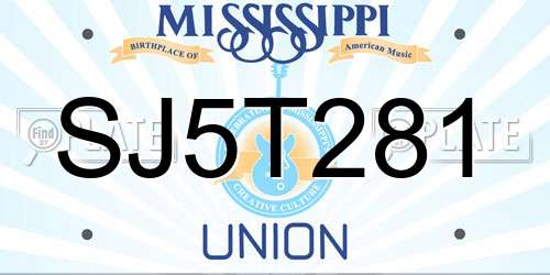 SJ5T281 Mississippi License Plate