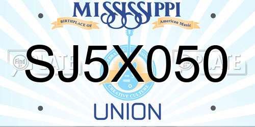 SJ5X050 Mississippi License Plate