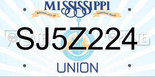 SJ5Z224 Mississippi License Plate