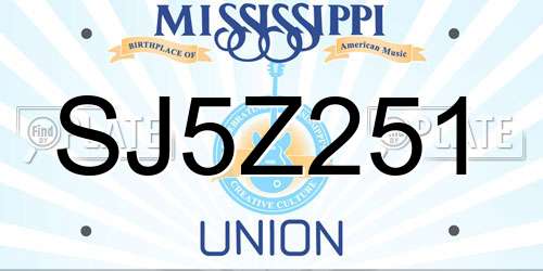 SJ5Z251 Mississippi License Plate