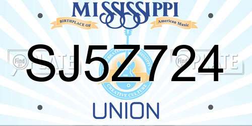 SJ5Z724 Mississippi License Plate