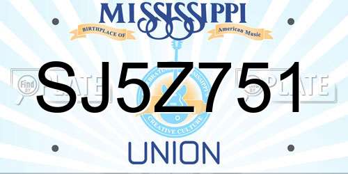 SJ5Z751 Mississippi License Plate