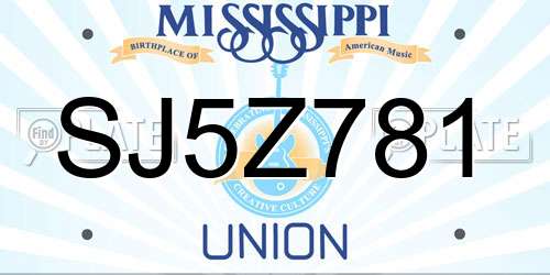 SJ5Z781 Mississippi License Plate
