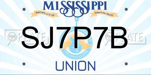 SJ7P7B Mississippi License Plate