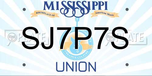 SJ7P7S Mississippi License Plate