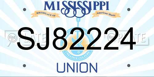 SJ82224 Mississippi License Plate