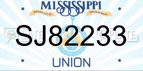 SJ82233 Mississippi License Plate
