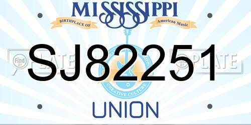 SJ82251 Mississippi License Plate
