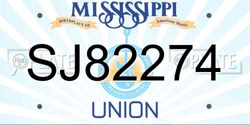 SJ82274 Mississippi License Plate