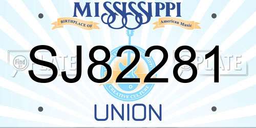 SJ82281 Mississippi License Plate