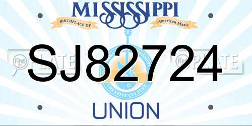 SJ82724 Mississippi License Plate