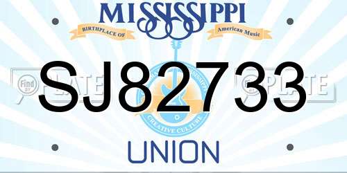 SJ82733 Mississippi License Plate