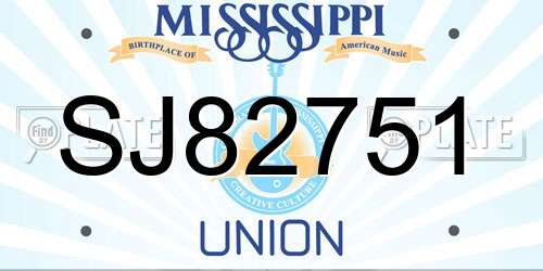 SJ82751 Mississippi License Plate