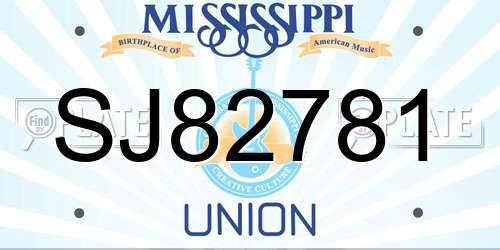 SJ82781 Mississippi License Plate