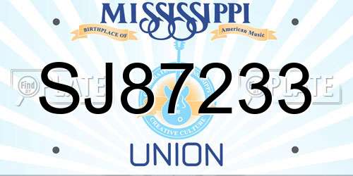 SJ87233 Mississippi License Plate