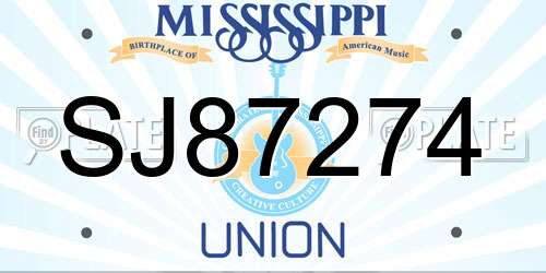 SJ87274 Mississippi License Plate