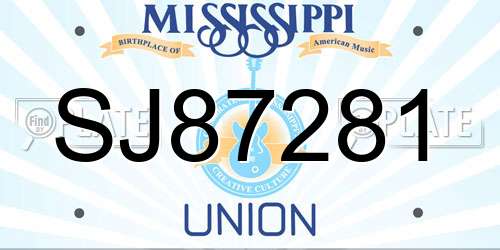 SJ87281 Mississippi License Plate