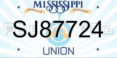 SJ87724 Mississippi License Plate