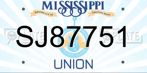 SJ87751 Mississippi License Plate