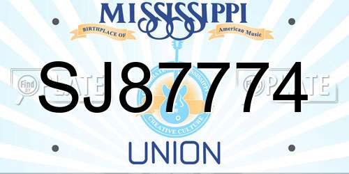 SJ87774 Mississippi License Plate