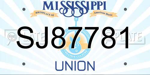 SJ87781 Mississippi License Plate