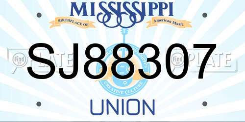 SJ88307 Mississippi License Plate