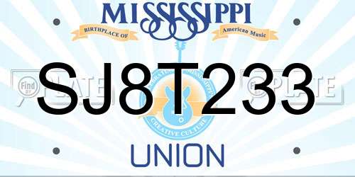 SJ8T233 Mississippi License Plate