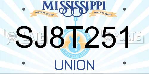 SJ8T251 Mississippi License Plate
