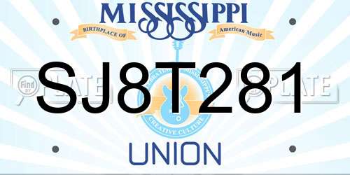 SJ8T281 Mississippi License Plate