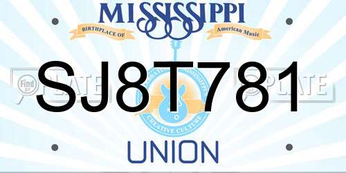 SJ8T781 Mississippi License Plate