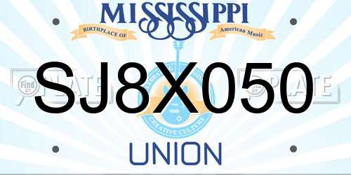 SJ8X050 Mississippi License Plate
