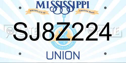 SJ8Z224 Mississippi License Plate