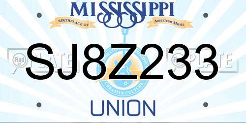 SJ8Z233 Mississippi License Plate