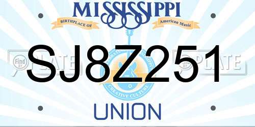 SJ8Z251 Mississippi License Plate