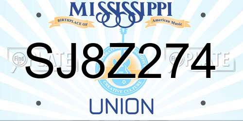 SJ8Z274 Mississippi License Plate