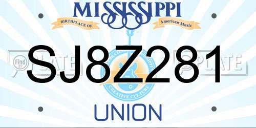 SJ8Z281 Mississippi License Plate