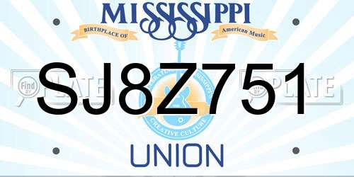 SJ8Z751 Mississippi License Plate