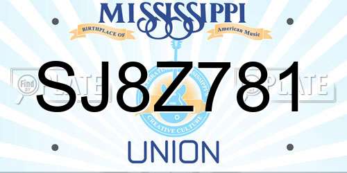 SJ8Z781 Mississippi License Plate
