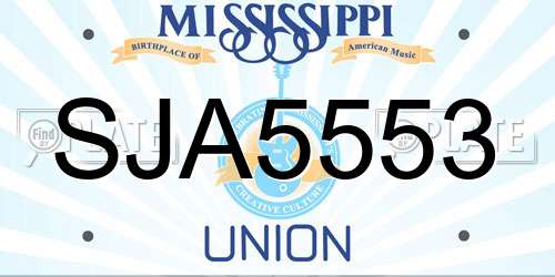 SJA5553 Mississippi License Plate