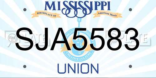 SJA5583 Mississippi License Plate