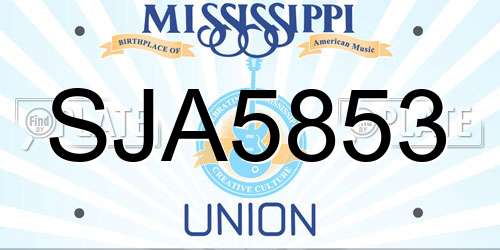 SJA5853 Mississippi License Plate