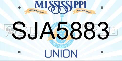 SJA5883 Mississippi License Plate