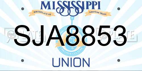 SJA8853 Mississippi License Plate