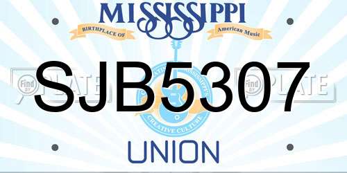 SJB5307 Mississippi License Plate