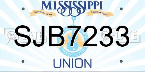 SJB7233 Mississippi License Plate