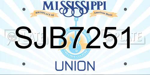 SJB7251 Mississippi License Plate