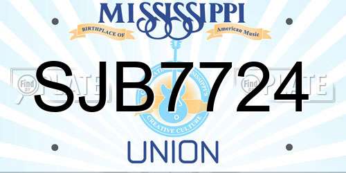 SJB7724 Mississippi License Plate