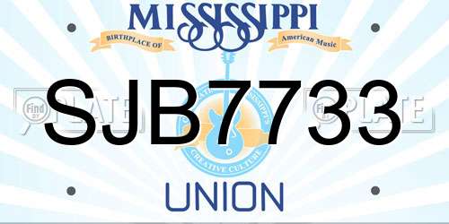 SJB7733 Mississippi License Plate