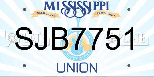 SJB7751 Mississippi License Plate